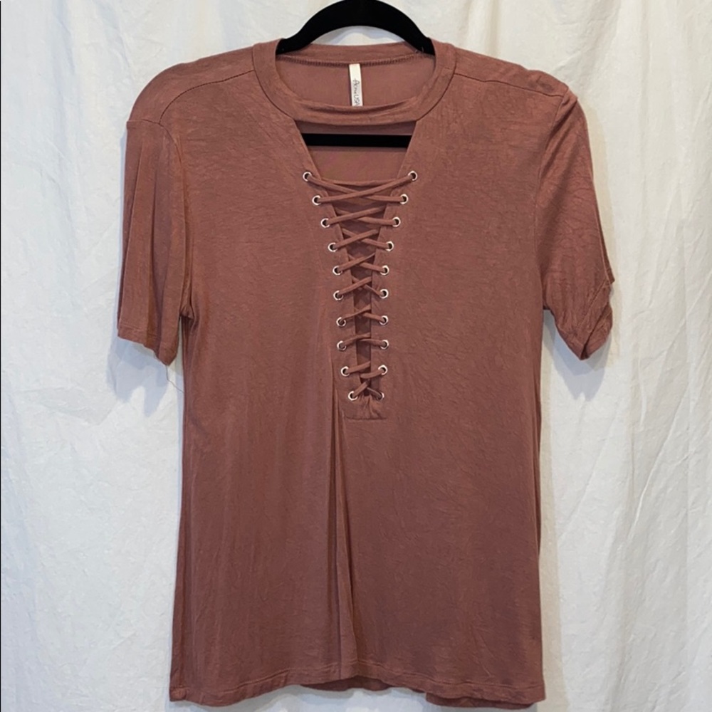 Dusty Rose Corset Front Top